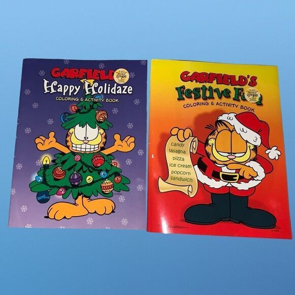 2 NEW 2003 Garfield Happy Holidaze Festival Fun Coloring Books Unused - Picture 1 of 6